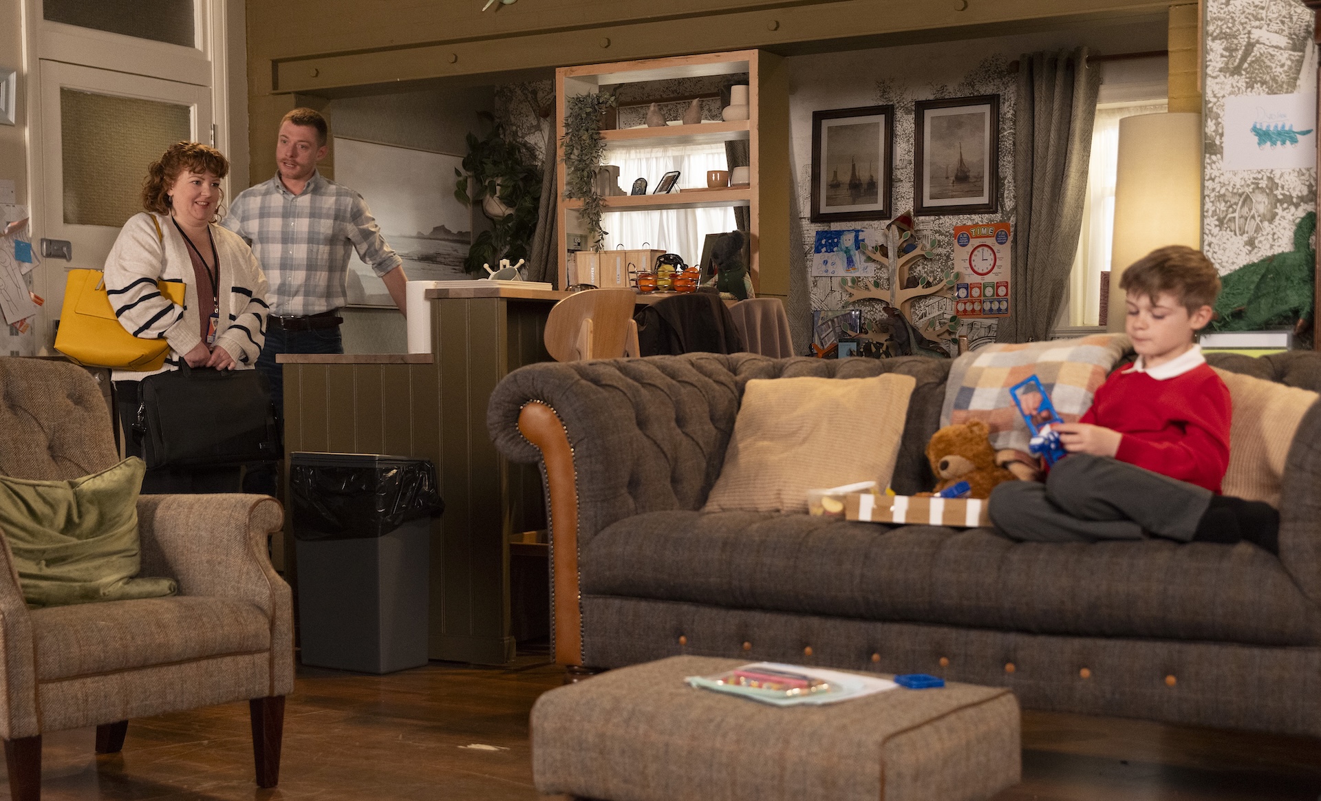 Daniel and Bertie with social worker in Coronation Street