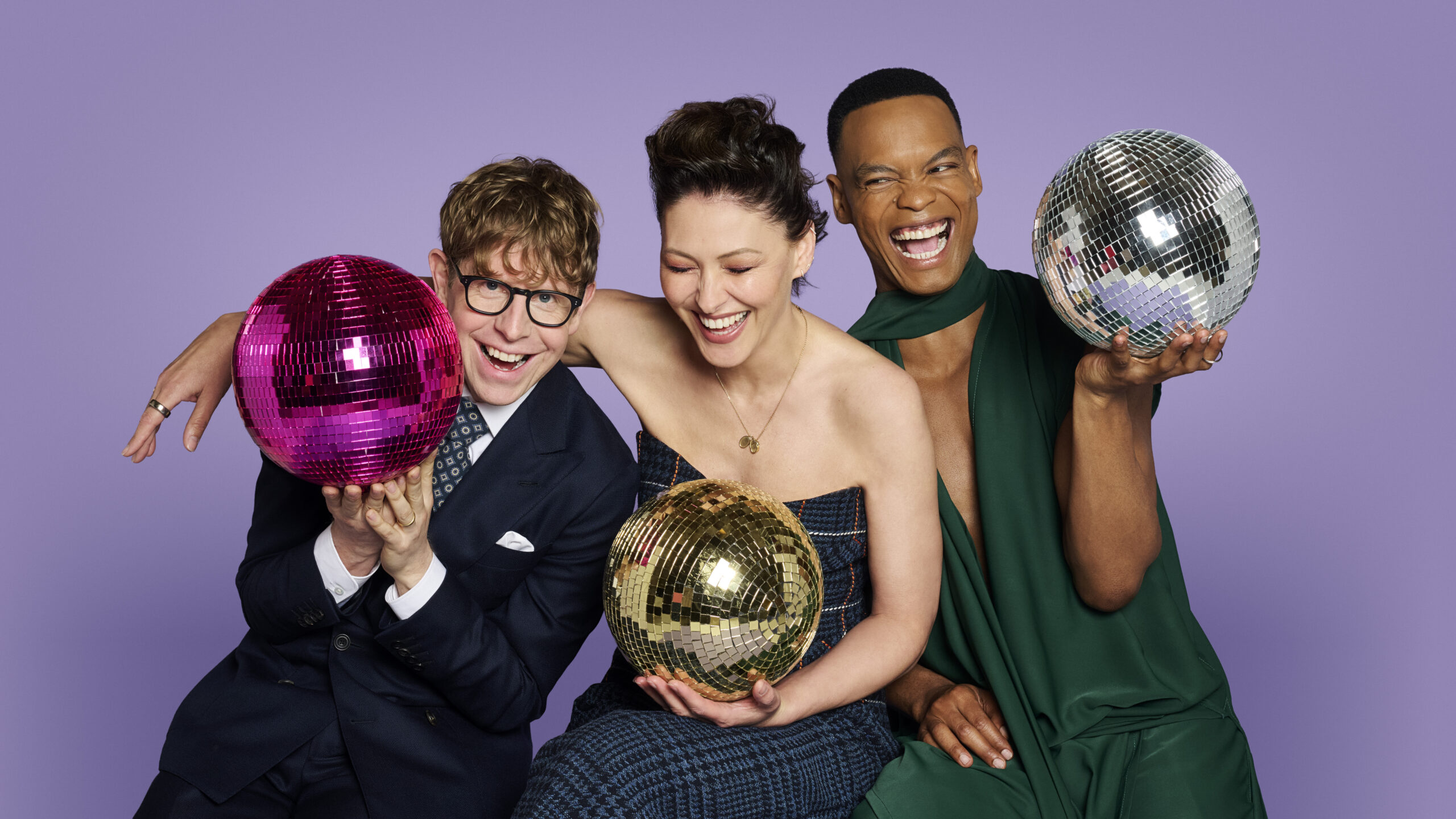 Josh Widdicombe, Emma Willis, and Johannes Radebe 