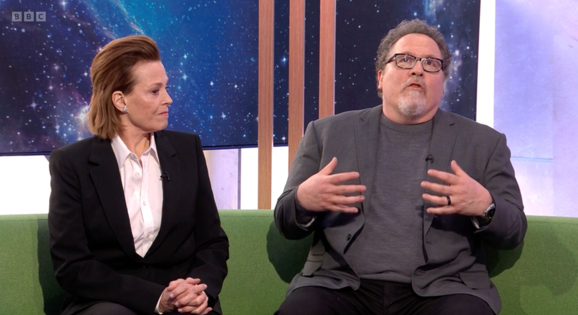 Sigourney Weaver and Jon Favreau on The One Show 