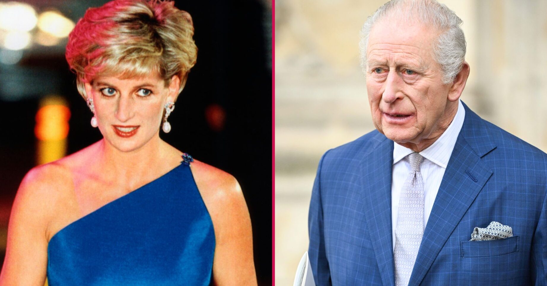 Princess Diana and King Charles with serious expressions