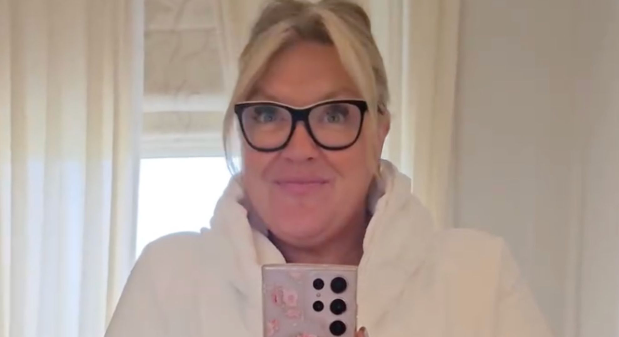 Kerry Riches in bathrobe
