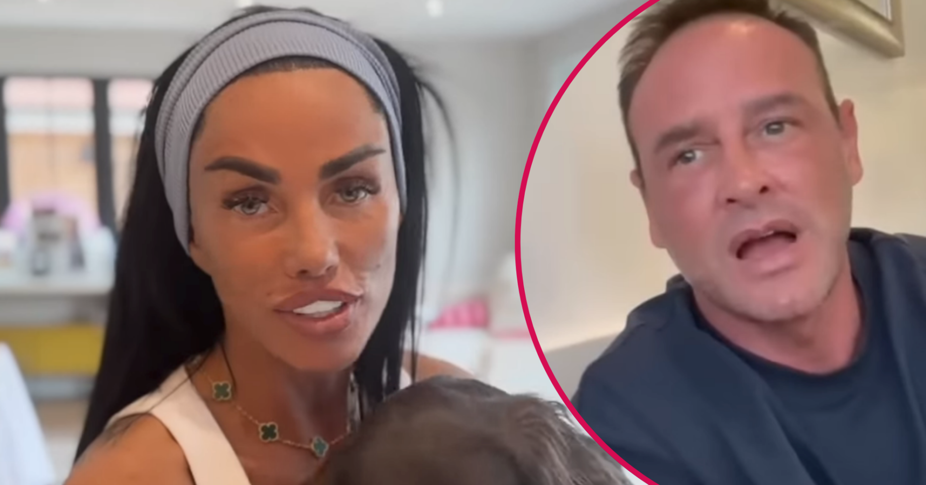 Katie Price and Lee Andrews speaking to camera