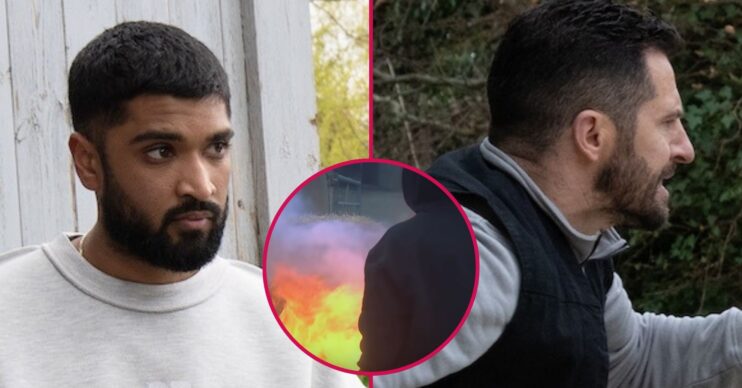 Emmerdale Farm fires, Kammy and Ross split shot (Credit: ITV)