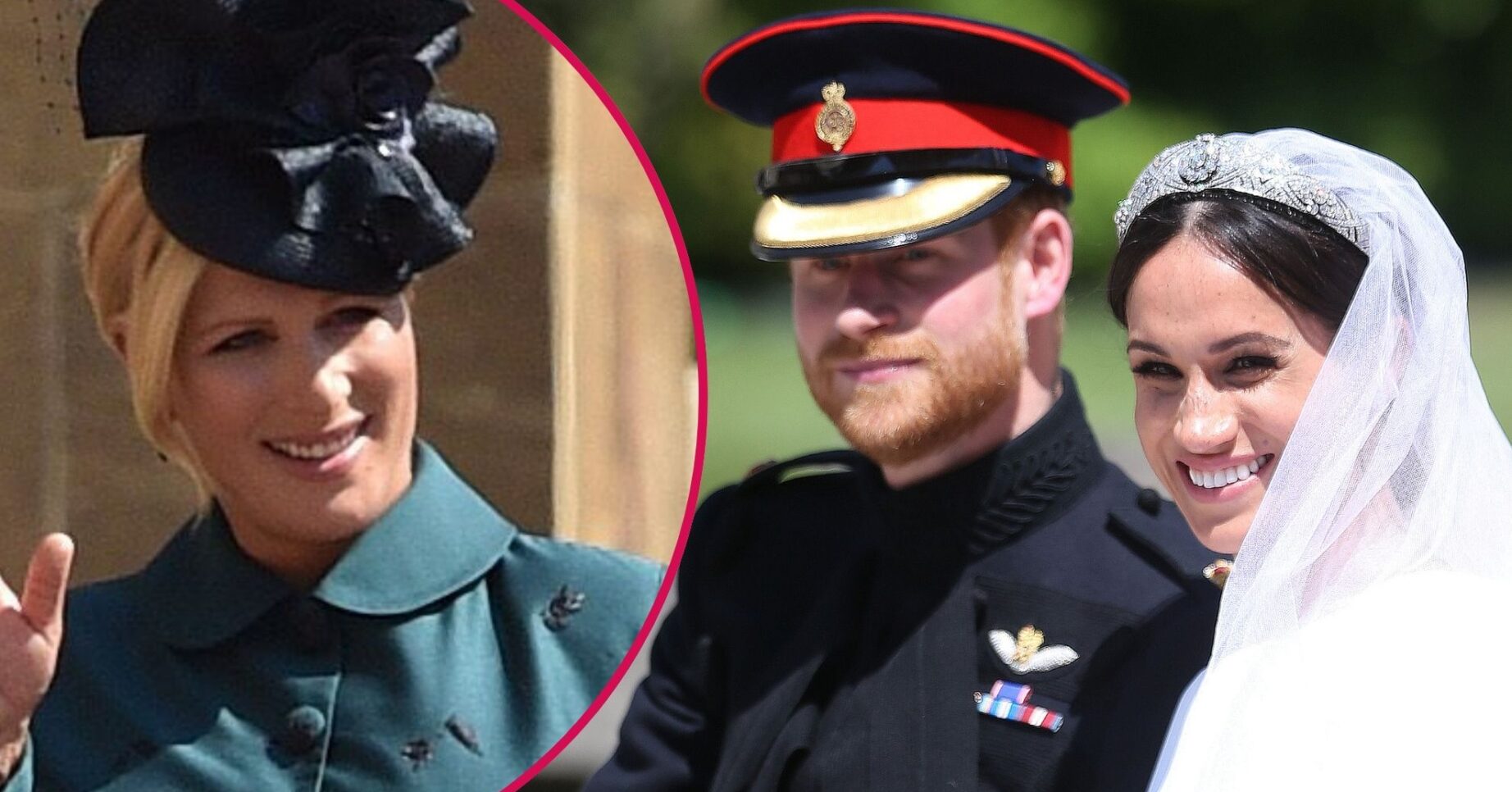 ED composite of Zara Tindall, Prince Harry and Meghan Markle at royal wedding