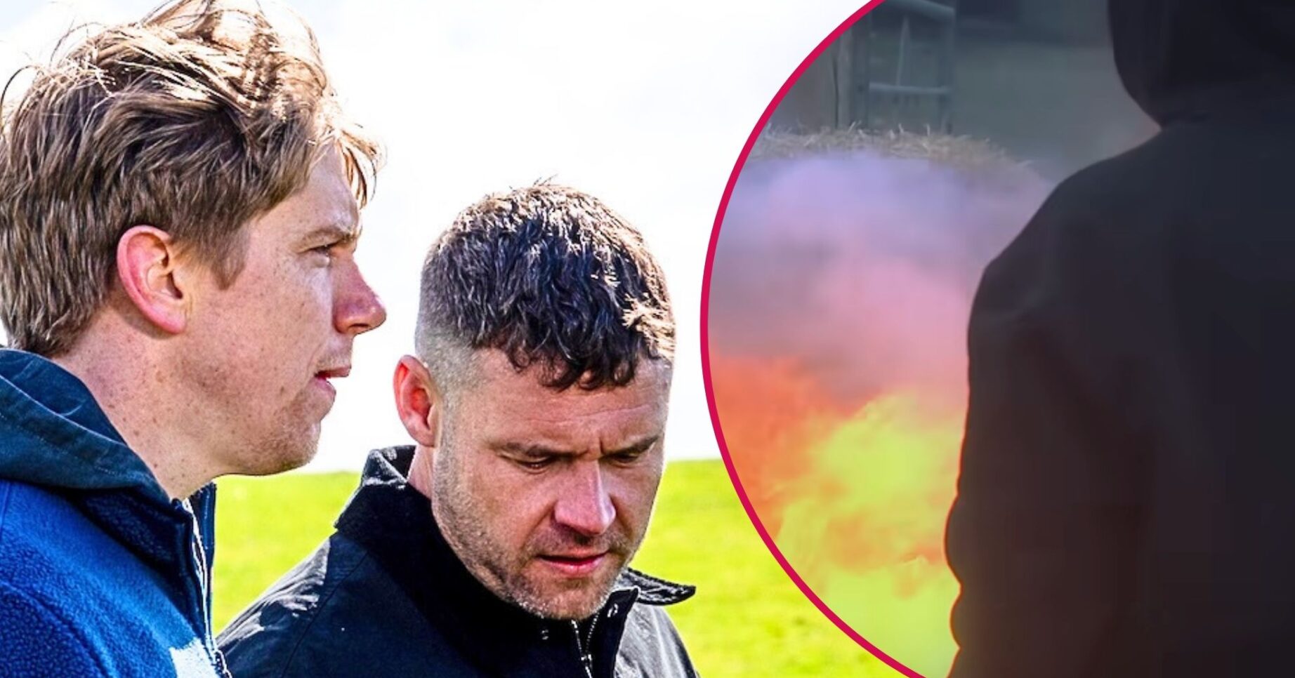 Robert and Aaron and the firestarter in Emmerdale - who is behind the fires? (Credit: ITV)