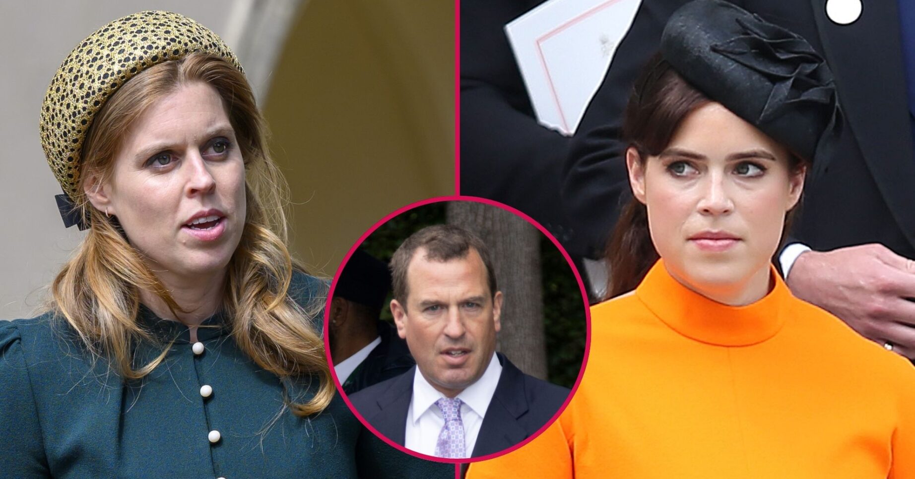 ED composite of Princesses Beatrice and Eugenie and Peter Phillips at different events