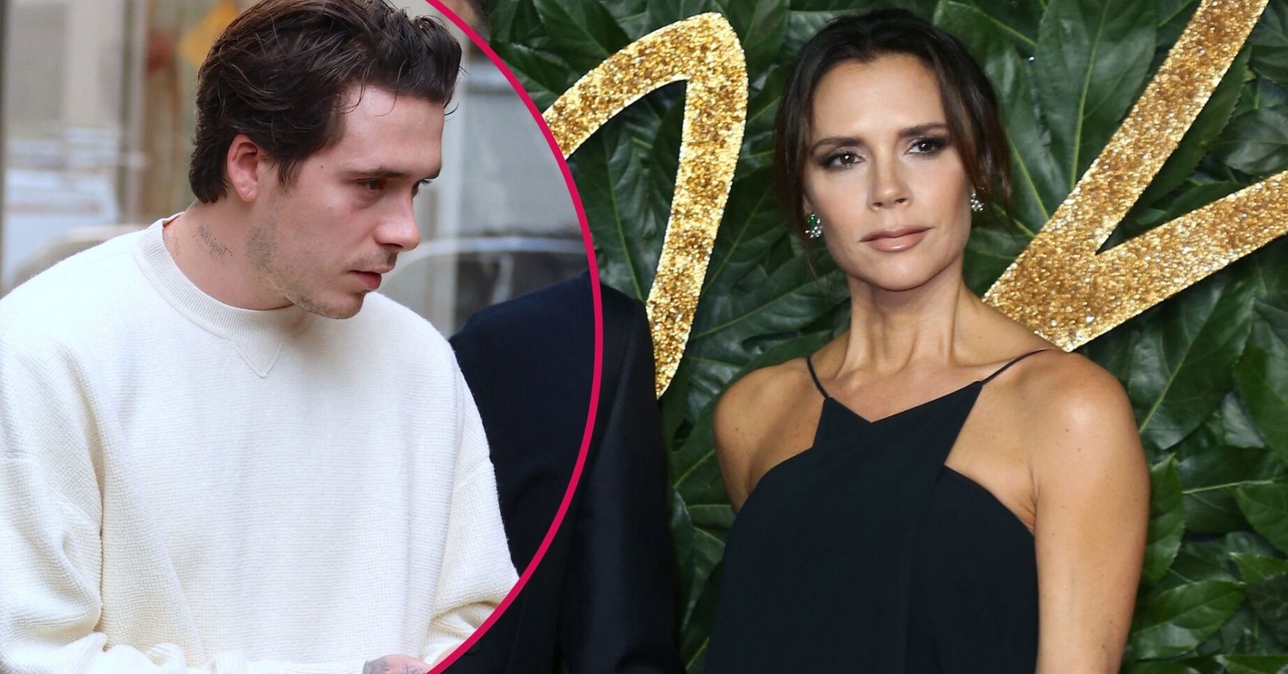 Brooklyn Beckham looking down / Victoria Beckham on the red carpet