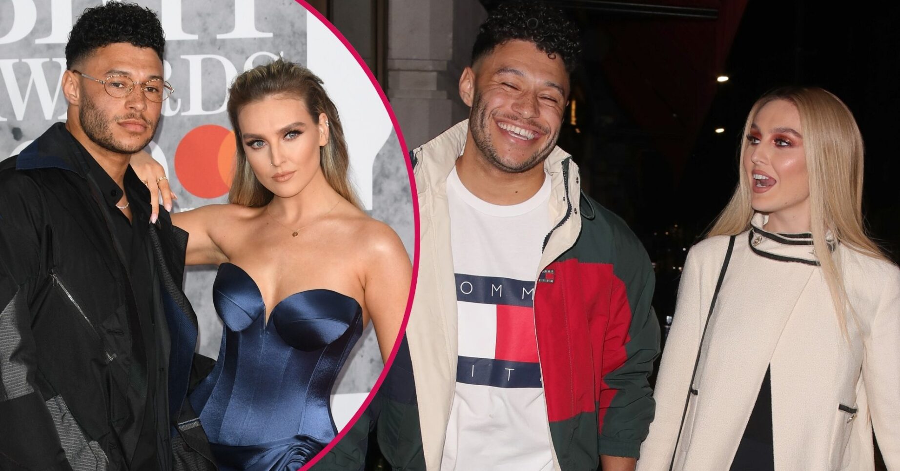 Perrie Edwards and Alex Oxlade-Chamberlain on the red carpet/Perrie Edwards and Alex Oxlade-Chamberlain smiling