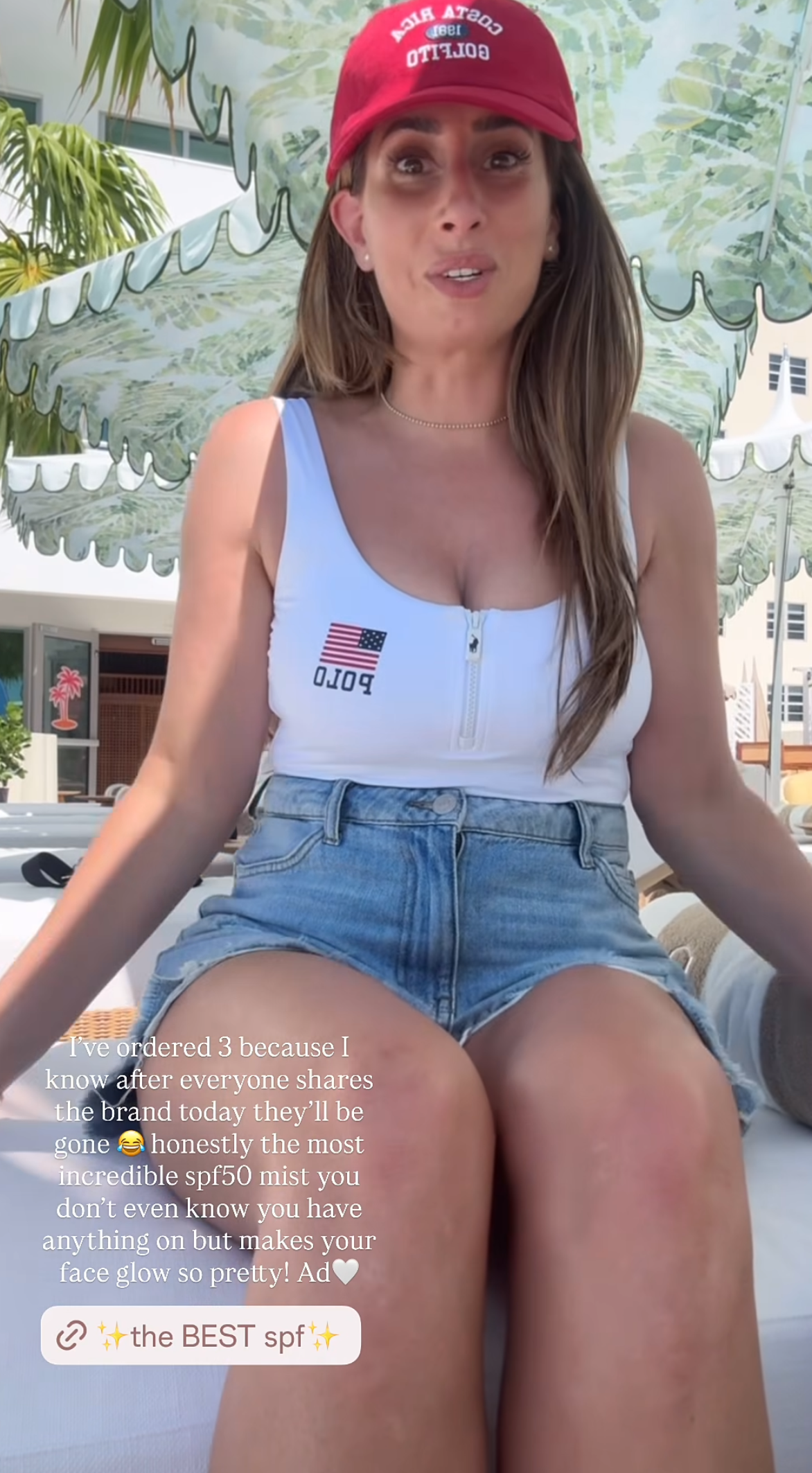 Stacey Solomon in a white swimsuit