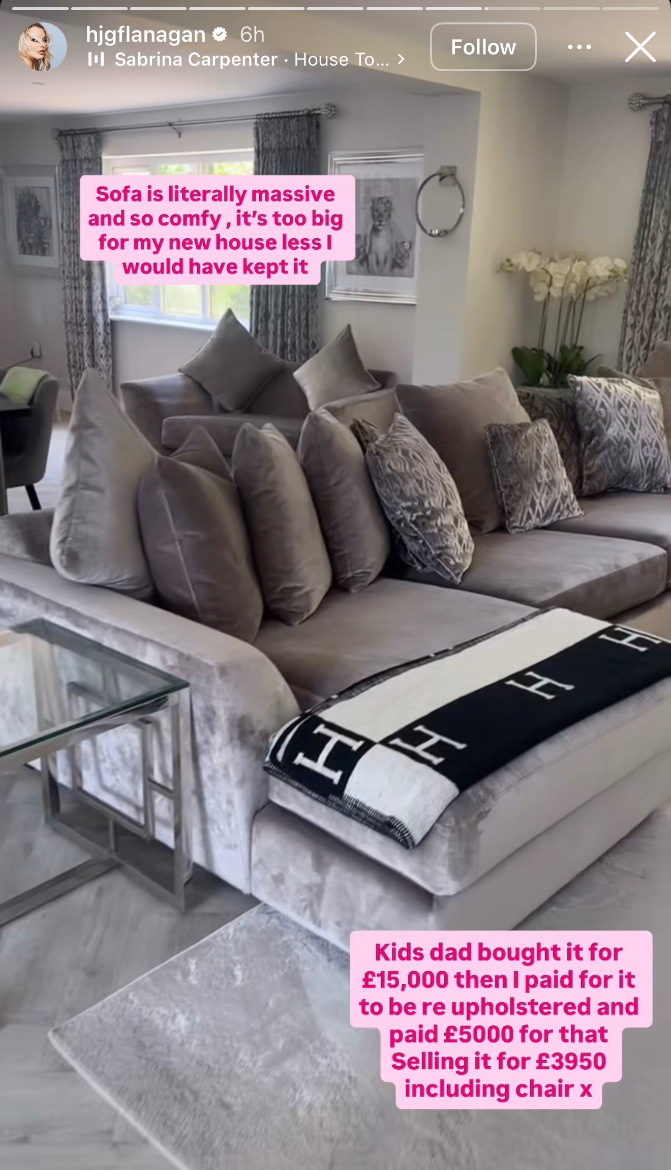 Helen Flanagan's sofa