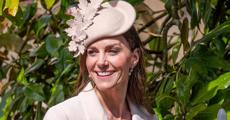 Kate Middleton smiling during Easter service