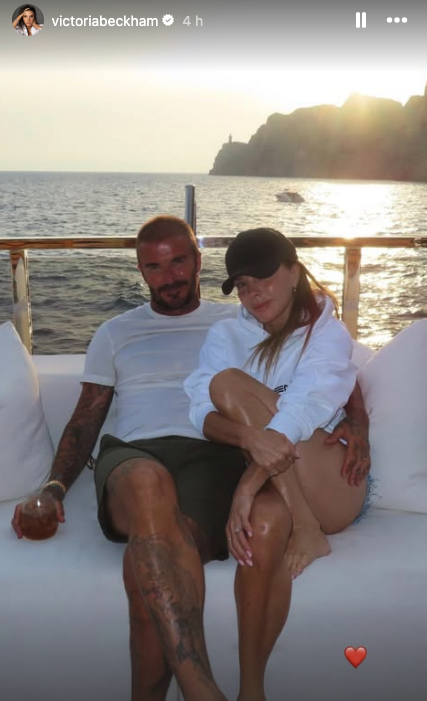David and Victoria Beckham on a boat