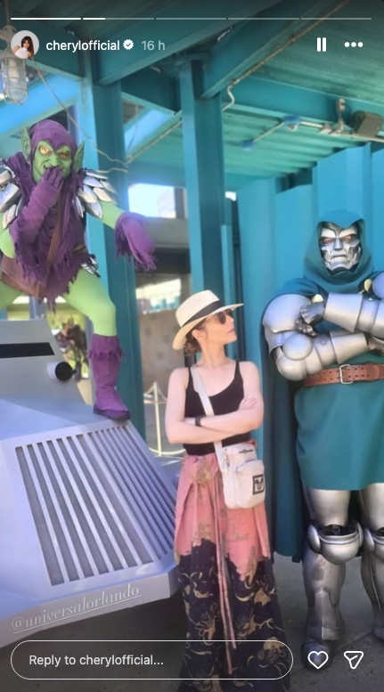 Cheryl with Green Goblin and Doctor Doom