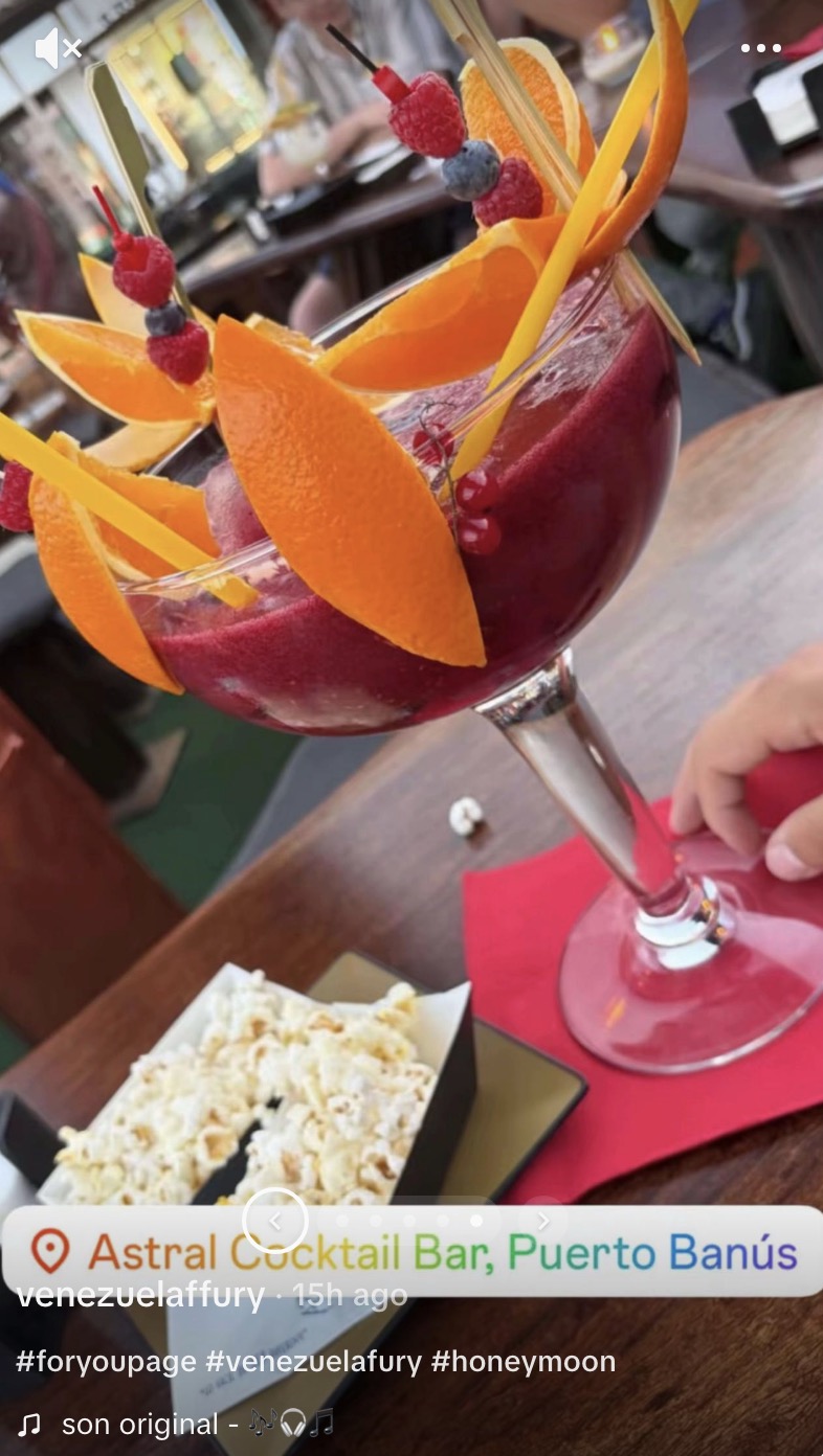 Venezuela Fury TikTok photo of cocktail