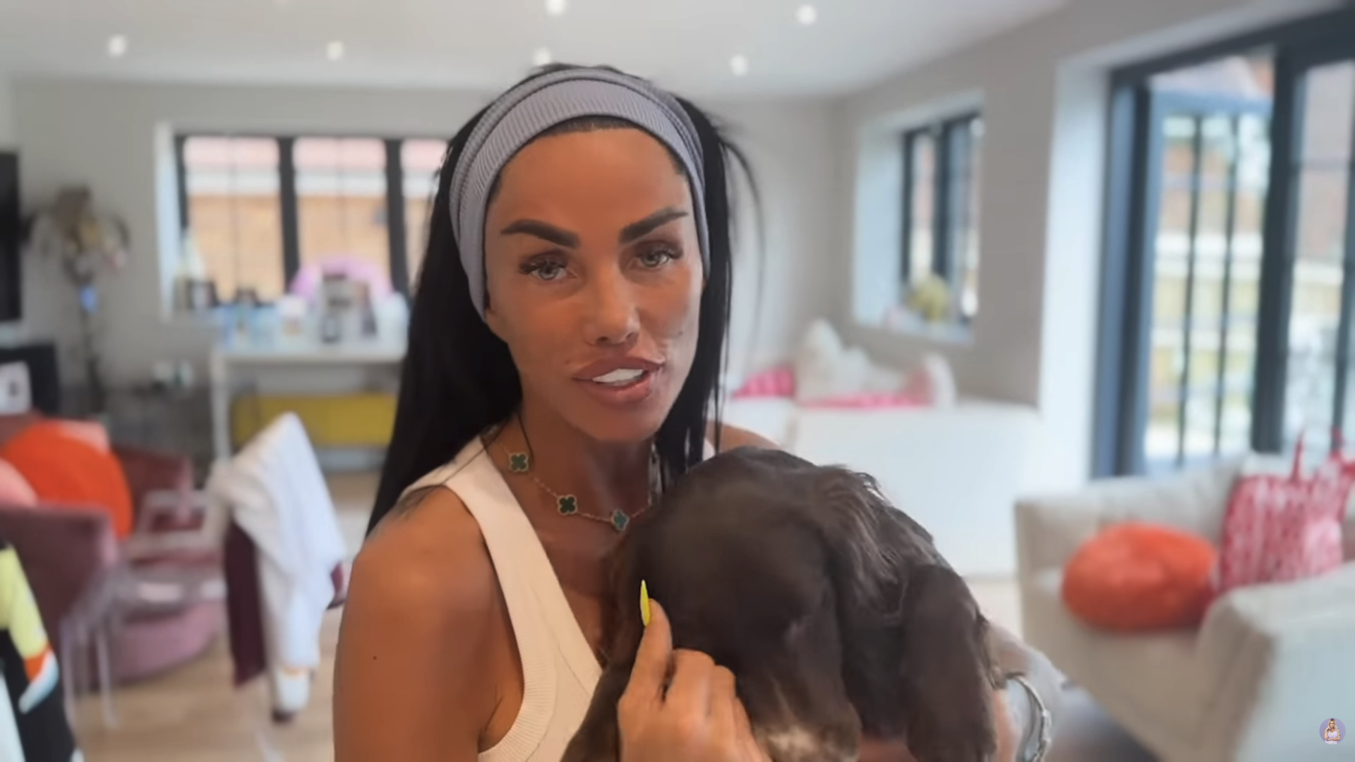 Katie Price holding a dog