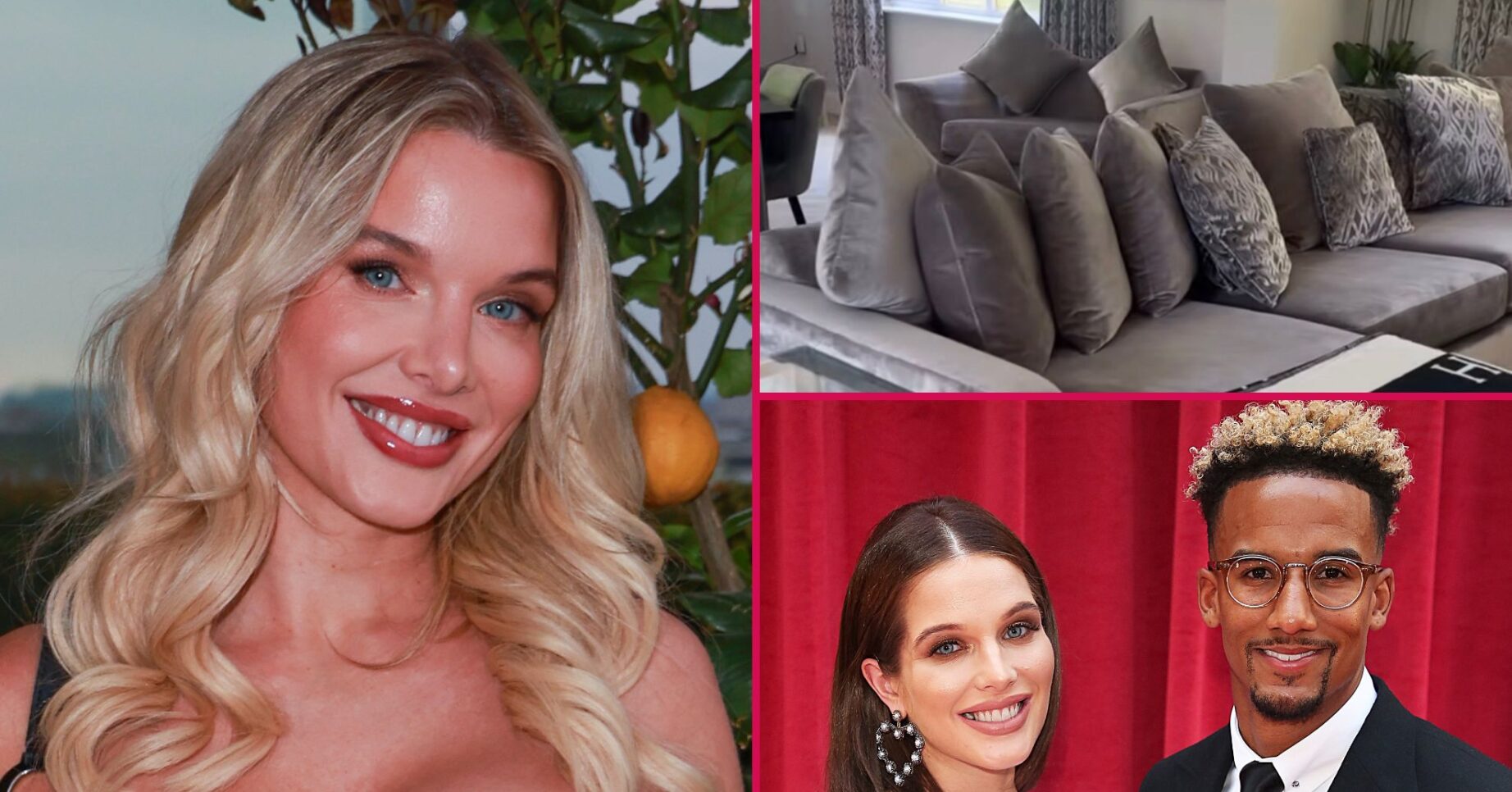 Helen Flanagan and Scott Sinclair and grey sofa