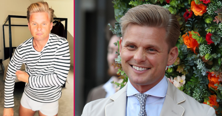 Jeff Brazier smiling and in his pants