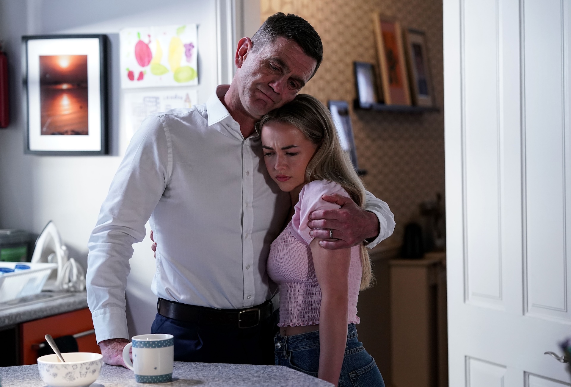 Amy hugging Jack upset in EastEnders