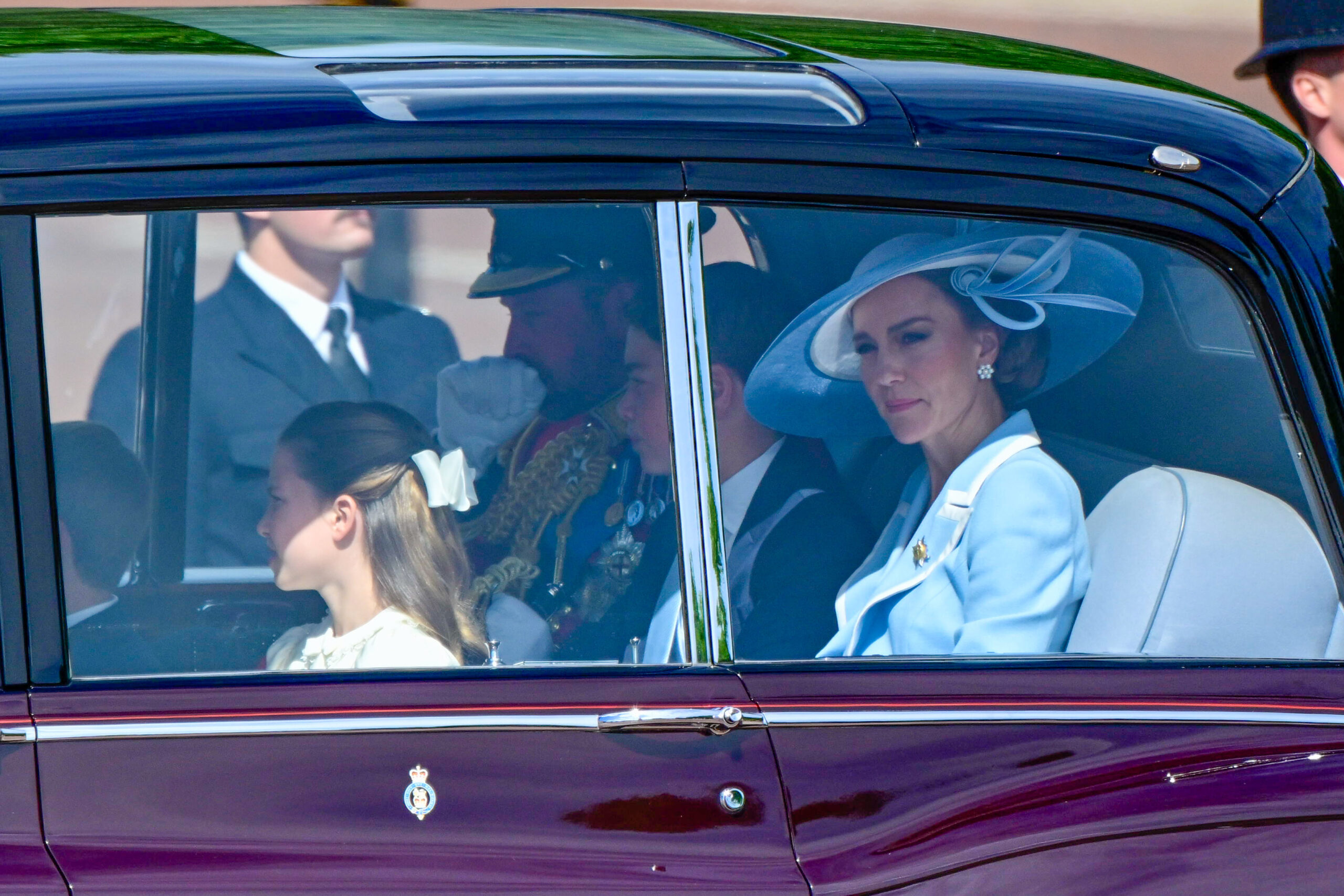 Princess Charlotte, Prince Louis, Prince George and Princess Kate at Trooping the Colour