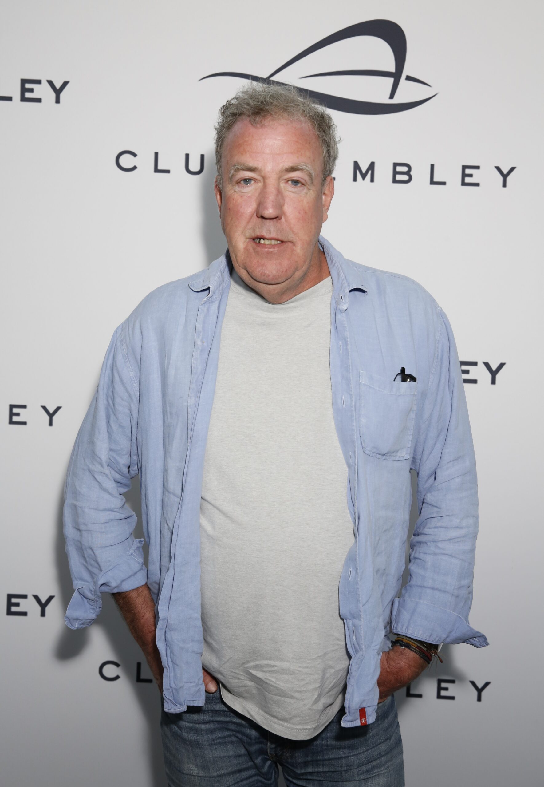 Jeremy Clarkson in blue shirt at event