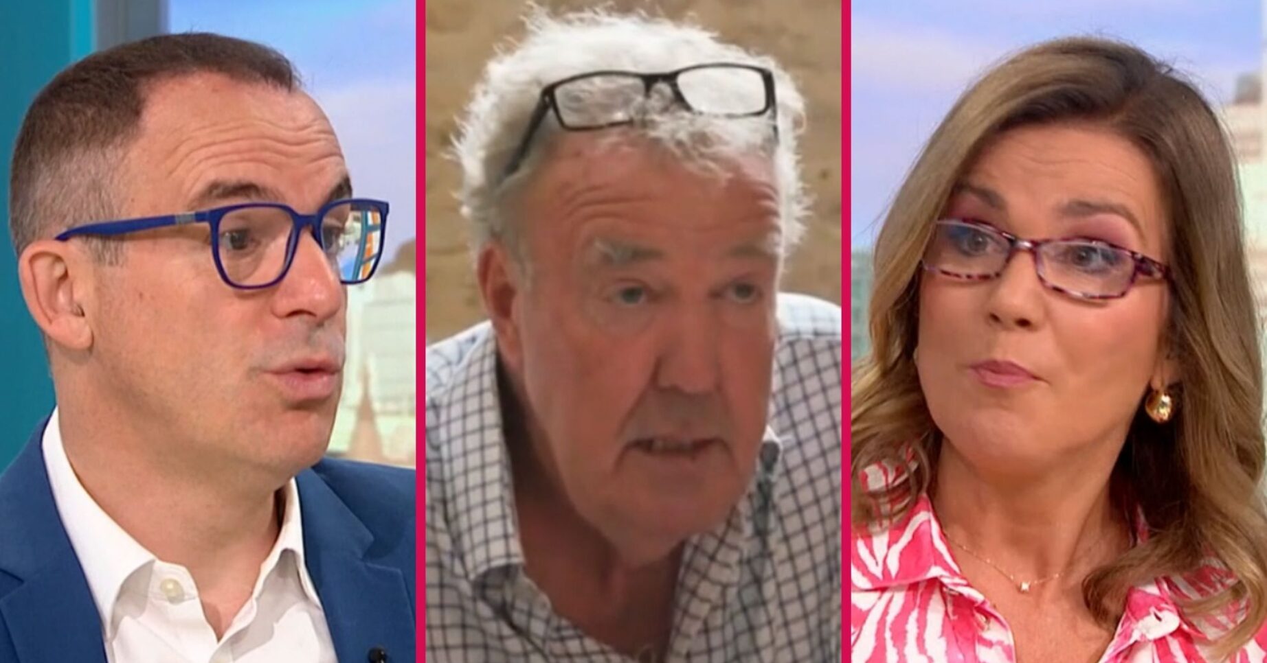 ED composite of Martin Lewis and Susanna Reid on Good Morning Britain and Jeremy Clarkson speaking about cancer on Clarkson's Farm