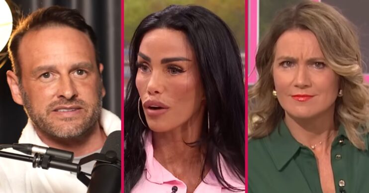 ED composite of Lee Andrews on podcast, Katie Price and Susanna Reid on GMB