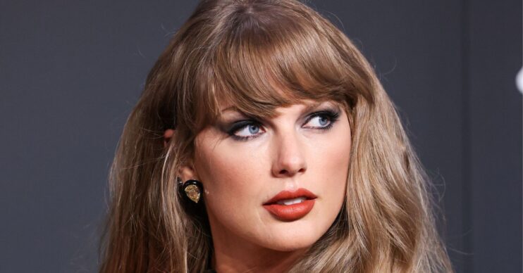 Taylor Swift with a sad expression