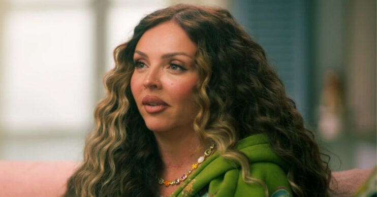 Jesy Nelson in grey hoodie on documentary