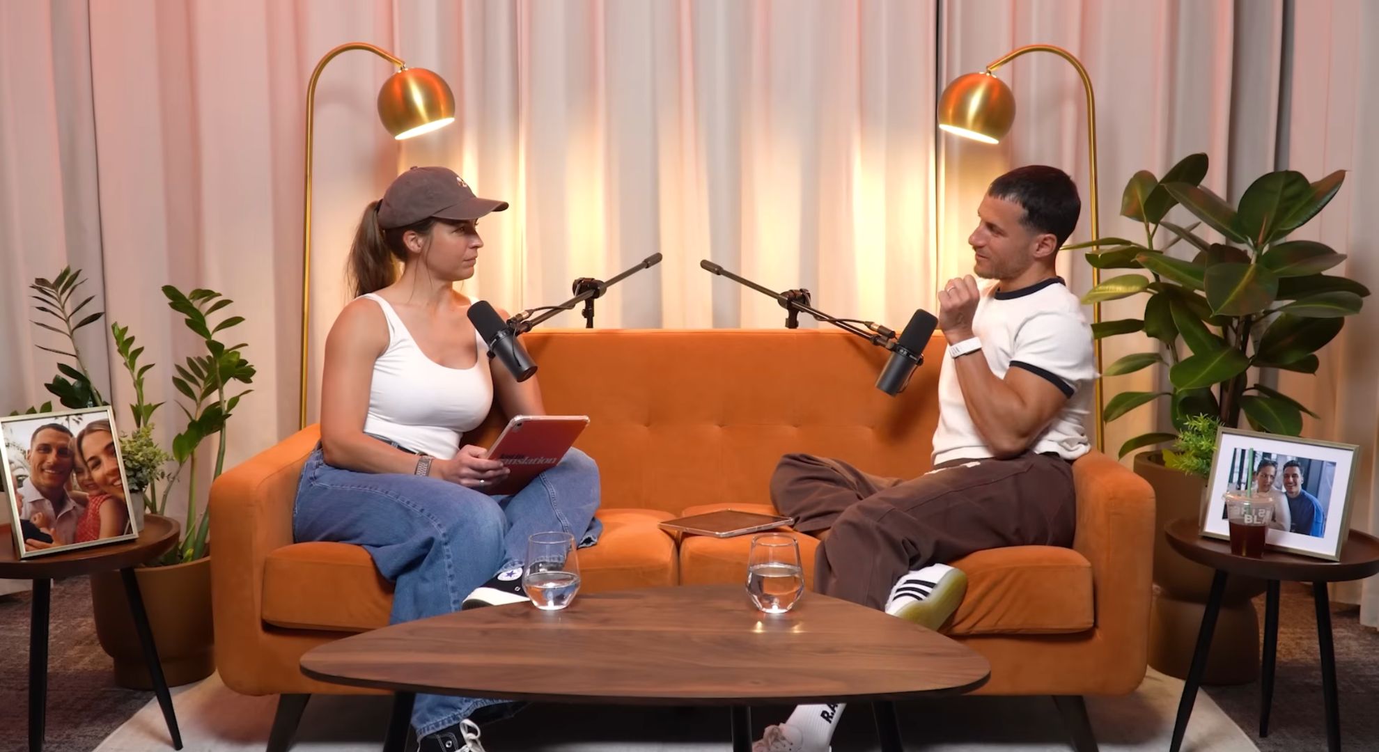 Gemma Atkinson and Gorka Marquez on their podcast 