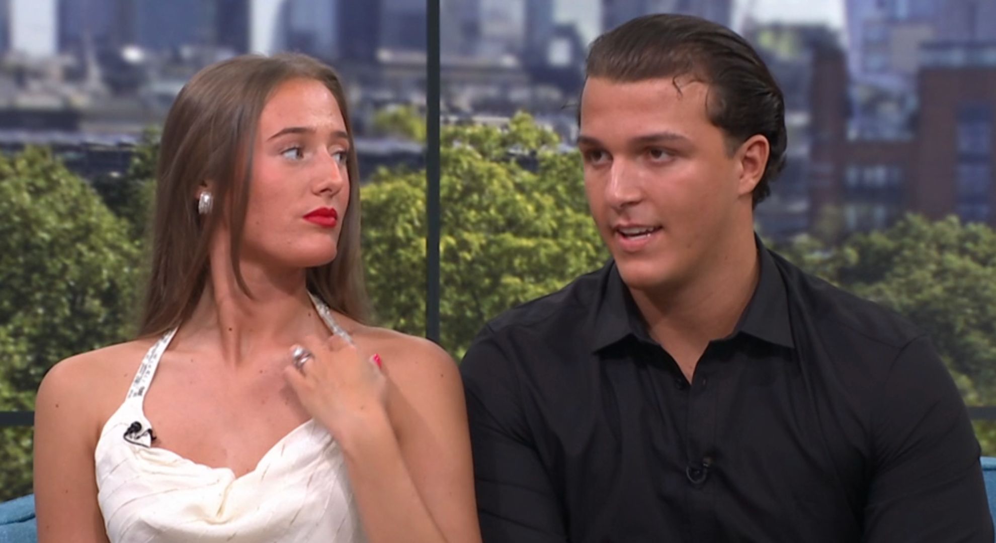 Venezuela Fury look at her husband Noah Price on This Morning whilst he talks