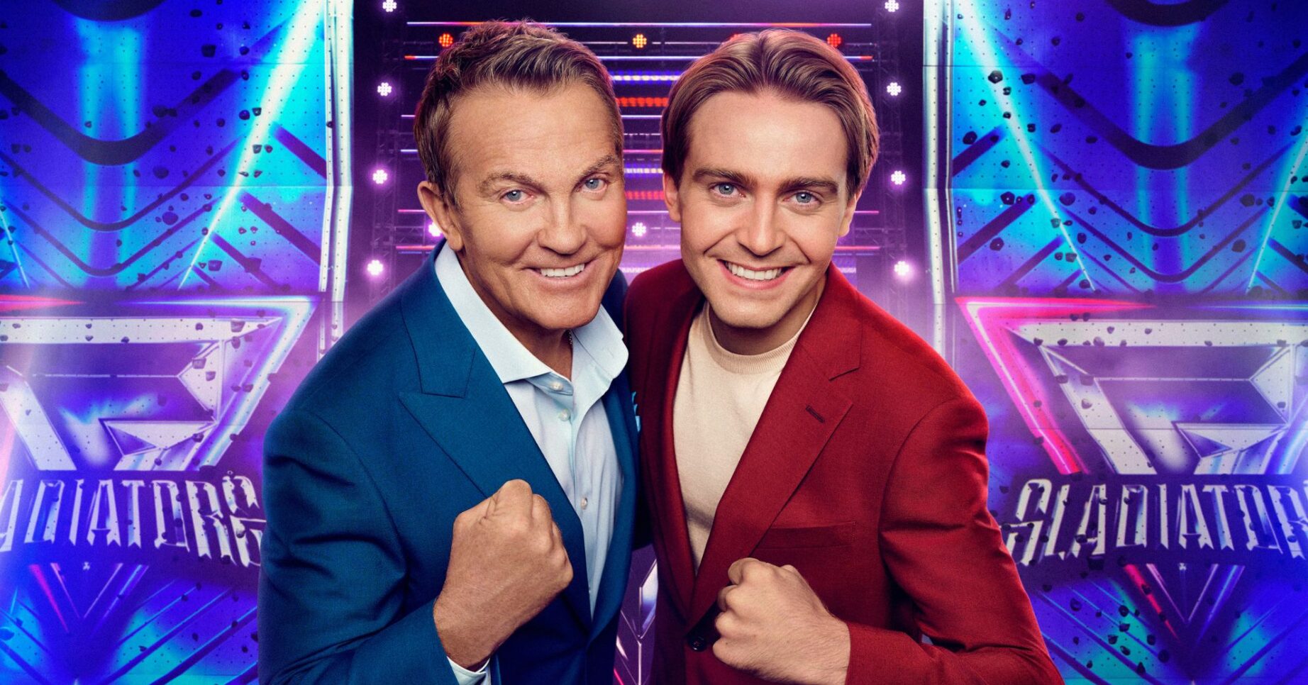 Bradley and Barney Walsh on Gladiators