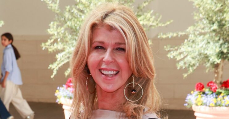 Kate Garraway in striped dress at TRIC Awards