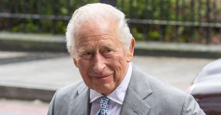King Charles in grey suit