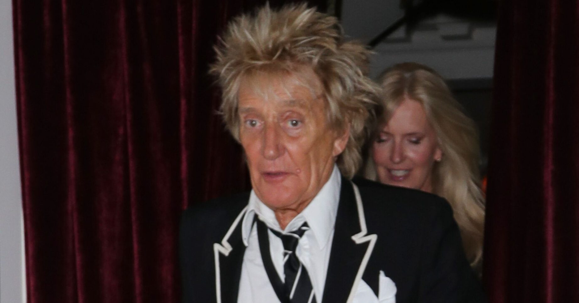 Rod Stewart with a shocked expression