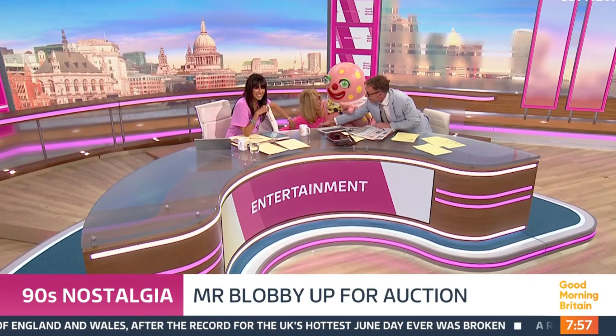 Kate Garraway and Mr Blobby on GMB