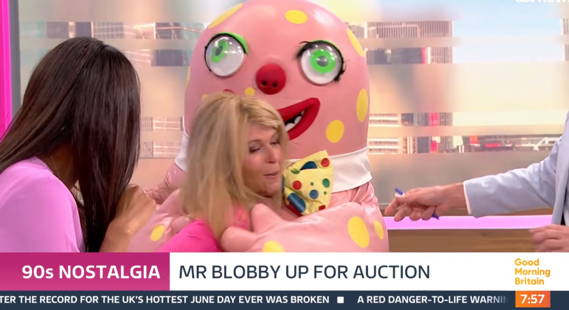 Kate Garraway and Mr Blobby on GMB