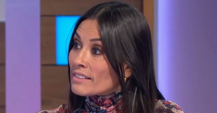 Melanie Sykes with a serious expression