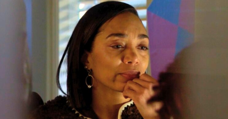 Chelsea crying at the hospital in EastEnders
