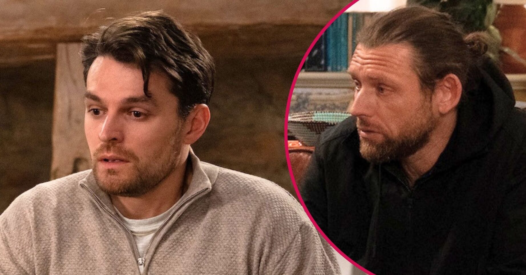 Mack and Kev in Emmerdale split shot (Credit: ITV)