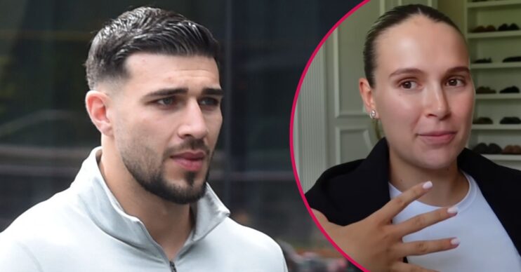 ED composite of Tommy Fury looking serious and Molly-Mae Hague on YouTube channel