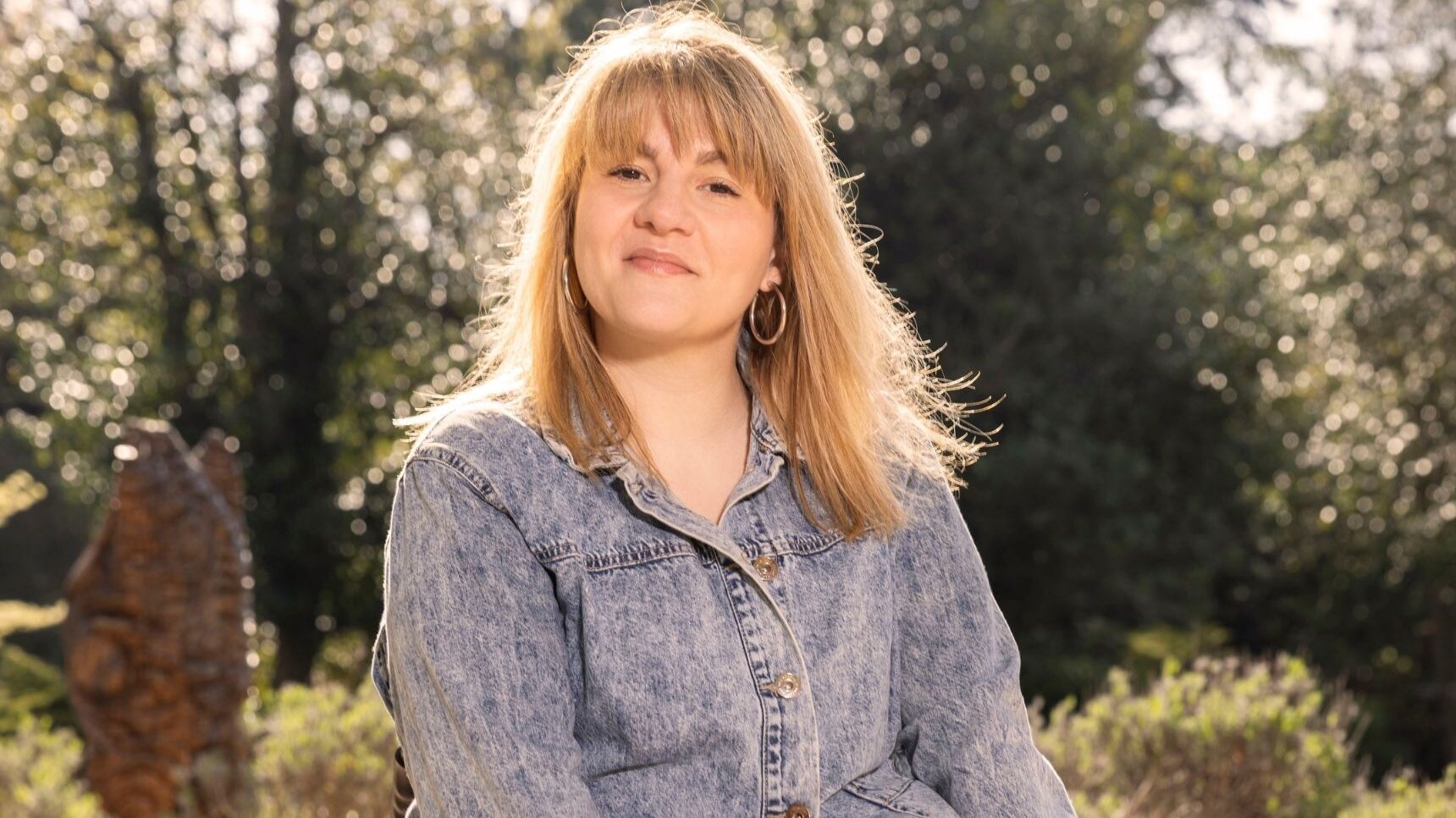 Ruth Madeley in denim shirt