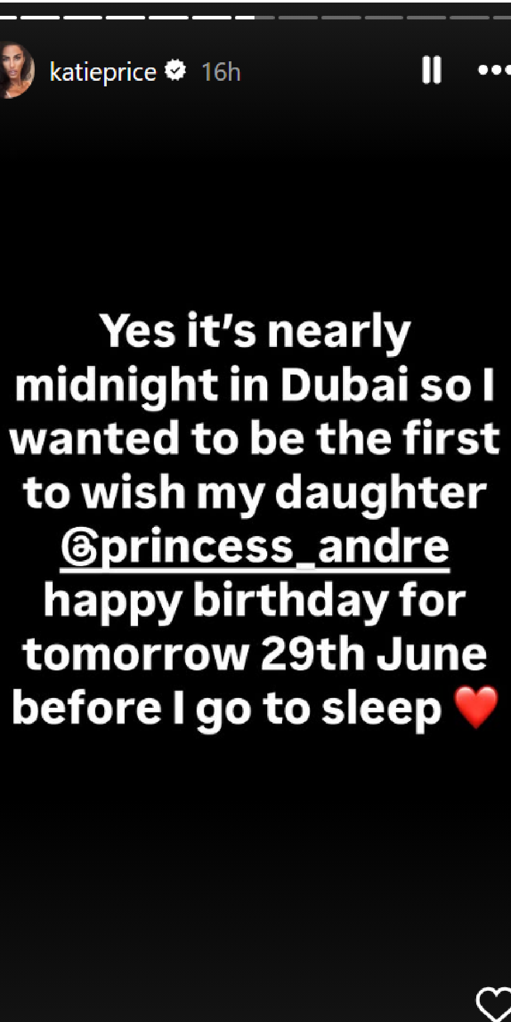 Katie Price shares message on Instagram