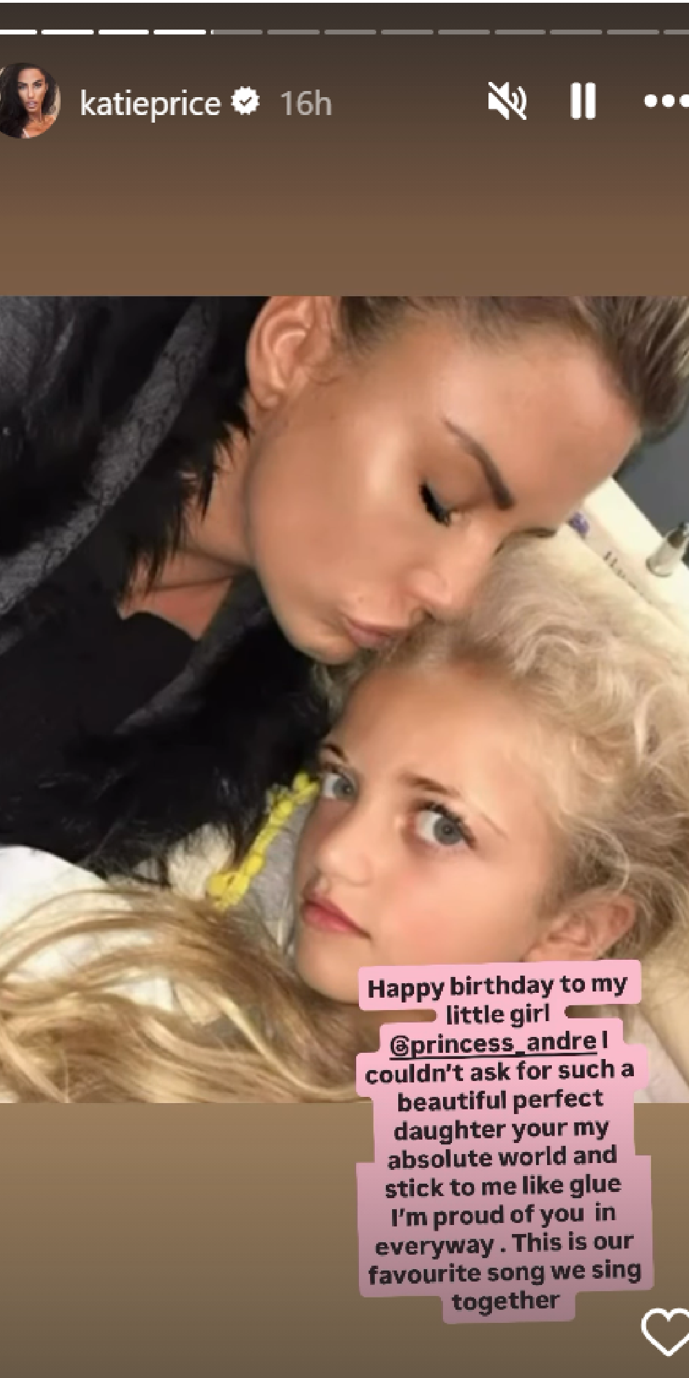 Katie Price kissing daughter Princess in Instagram photo