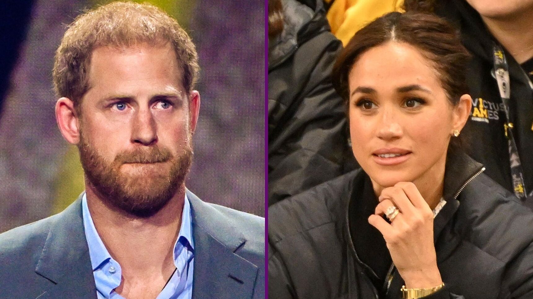 Composite of Prince Harry and Meghan Markle at different events