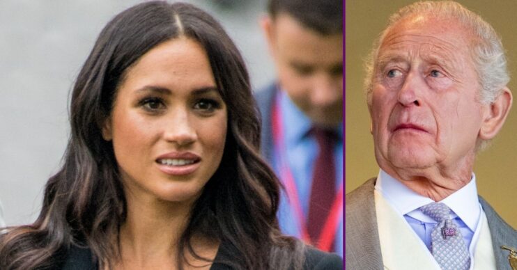 RI composite of Meghan Markle and King Charles looking serious