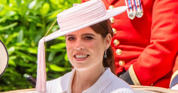 Princess Eugenie wearing a white hat at Royal Ascot