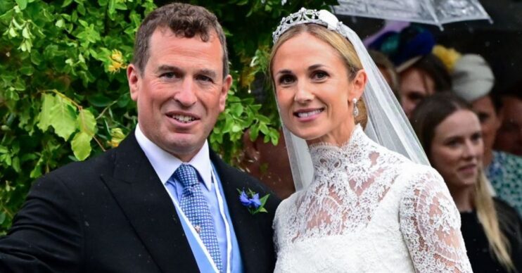 Peter Phillips and Harriet Sperling smiling on wedding day