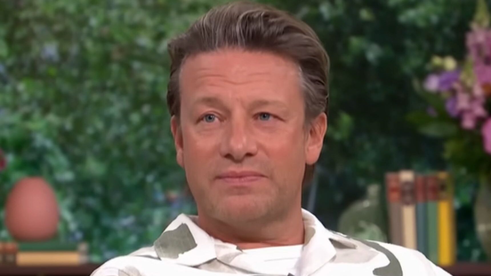 Jamie Oliver with a serious expression