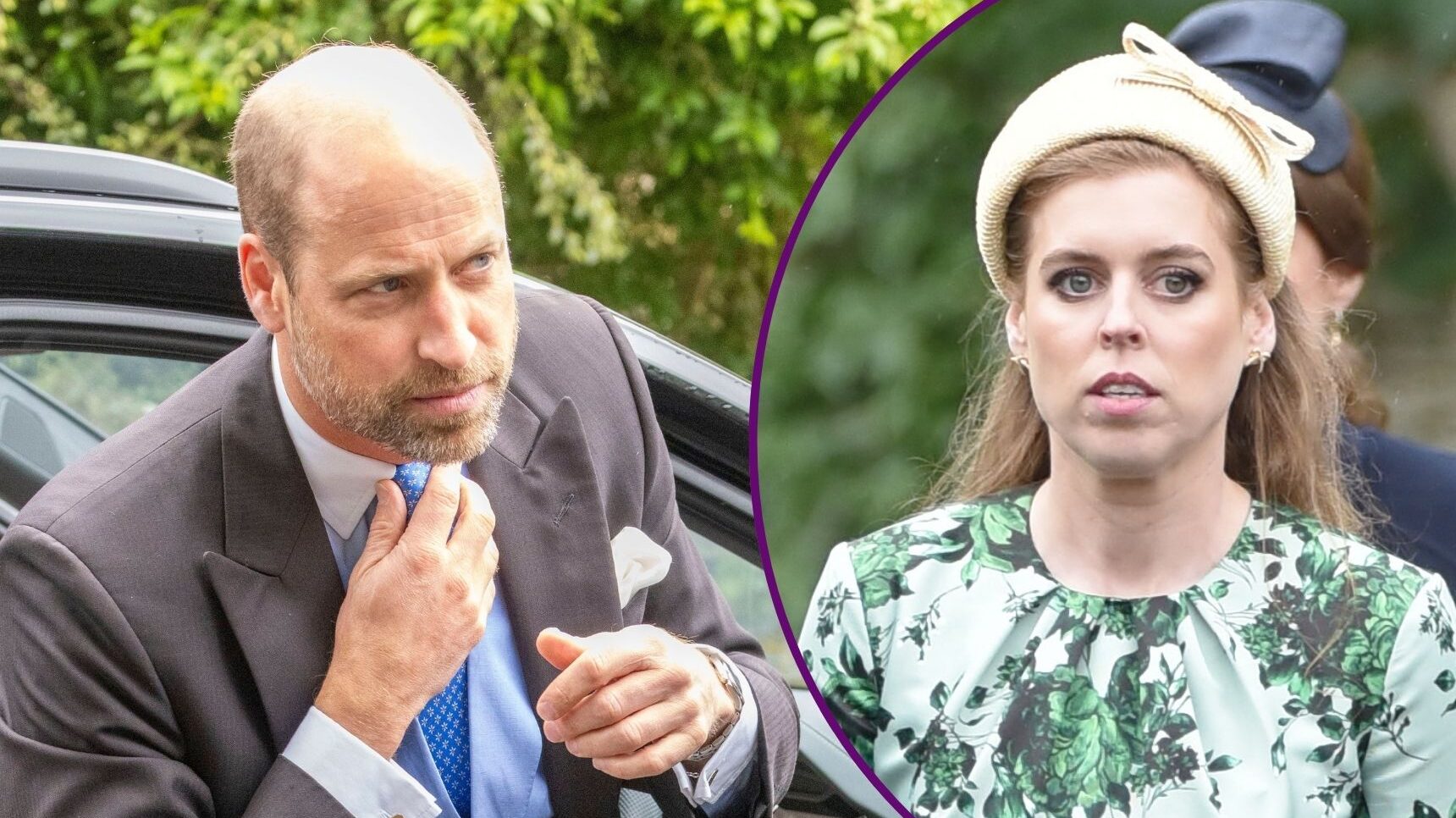 ED composite of Prince William and Princess Beatrice and Peter Phillips wedding