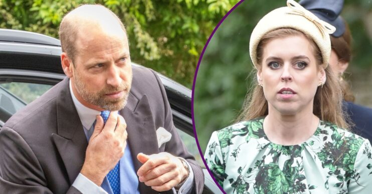 ED composite of Prince William and Princess Beatrice and Peter Phillips wedding